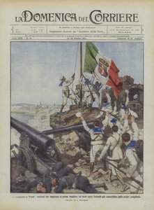 Erobringen av Tripoli, sjømenn som heiser det første flagget på det tyrkiske fortet Sultanie allerede?