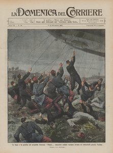 Flukten og tapet av det franske luftskipet Patrie, to hundre soldater prøver forgjeves å holde det tilbake i nærheten av Verdun
