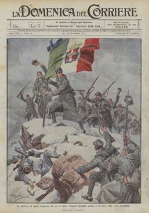 Den strålende og harde erobringen av Col di Lana, Peppino Garibaldi planter trikoloren på det erobrede toppen