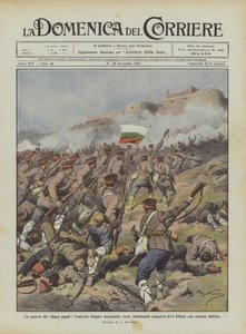 Krigen mellom de fem folkene, den bulgarske hæren som rykker frem mot Adrianopel erobrer Kirk Kilisse? av Achille Beltrame