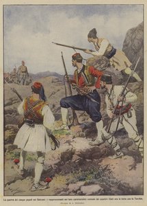 Krigen mellom de fem folkene på Balkan, representantene i sine karakteristiske kostymer av?
