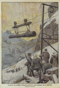 Underekrigen, transport av brikker i høyfjellet, med taubanene