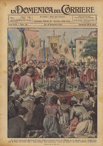 Den nye statuen av Madonna av Loreto, gjenoppbygd etter modellen av den gamle ødelagt av brann? av Achille Beltrame