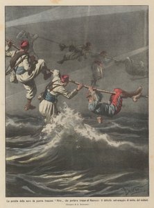 Tapet av det franske krigsskipet Nive som frakter tropper til Marokko?