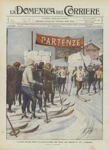 Den første italienske vinterturismekaravanen på Spluga, nasjonale skirenn i Madesimo
