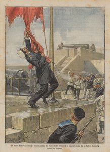 Militæropprøret i Russland, en offiser drept av opprørerne mens han rev det røde flagget? av Achille Beltrame