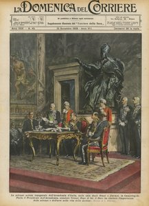 Den høytidelige åpningssesjonen til Academy of Italy, i hallen til Orazi og Curiazi, i Capitol av Achille Beltrame