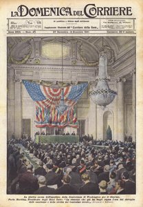 Den historiske scenen for åpningen av Washingtons nedrustningskonferanse