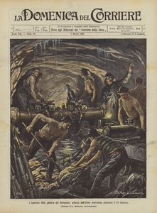 Åpningen av Simplon-tunnelen, angrep på den siste perforerte diafragmaen 24. februar av Achille Beltrame