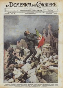 Aspiranten Franceschi hadde lovet seg selv å plante et trefarget flagg på ruinene av Castagnevizza