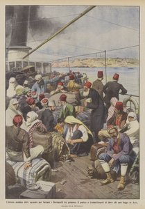 Utløste den iherdige handlingen til lagene for å tvinge Dardanellene panikk i Konstantinopel? av Achille Beltrame