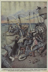 Tyske angrep på sykehusskip, forliset av Lanfrane av Achille Beltrame
