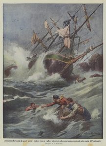 Disse dagers dødelige stormer, et russisk skip med 4 master knust på de engelske kysten?