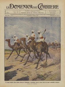 De innfødte troppene i den eritreiske kolonien i Tripolitania, rekognosering mot skyttergravene laget av? av Achille Beltrame