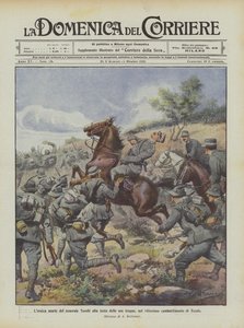 Heroisk død av general Torelli i spissen for troppene hans, i det seirende slaget ved Tecniz av Achille Beltrame