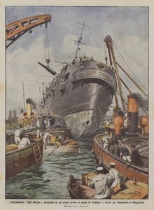 Krysseren San Giorgio strandet på steinene nær tuppen av Posillipo? av Achille Beltrame