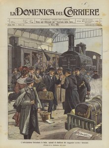Jernbanehindringer i Italia, episoder med opprør fra reisende mot jernbanearbeidere av Achille Beltrame