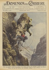 Mens to klatrere klatret på østsiden av Monte Civetta, i Dolomittene, steinblokken?