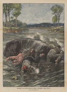 Forlis av en båt på Arno i flom, i Compiobbi nær Firenze av Achille Beltrame