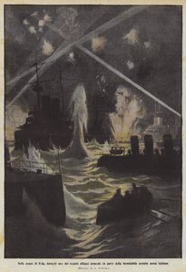 I vannet i Pula, under et av de nylige effektive angrepene fra det formidable italienske luftvåpenet