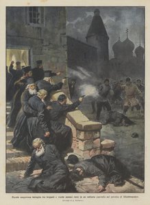 Blodig liten kamp mellom soldater og gamle russiske munker i et ensomt kloster i?