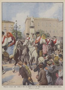Pittoresk sardinsk tur, innbyggere i Ittiri som kommer med kvinnene sine til Sassari for?