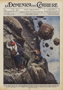 Fire Alsace-fjellklatrere som prøver den risikable bestigningen av Hebertet? av Achille Beltrame