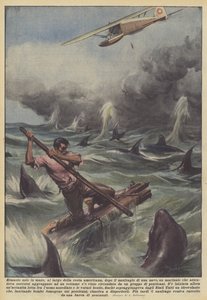 Forlatt alene på havet, utenfor den amerikanske kysten, etter at et skip forliste?