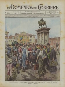 Ved å bryte akvedukten i Venezia skyndte folk seg for å levere vann importert til brønnene og fontenene