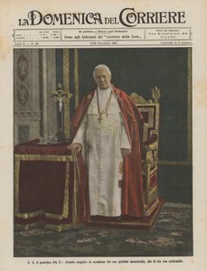 S S Pave Pius X, portrett utført i anledning hans prestejubileum, som nå feires