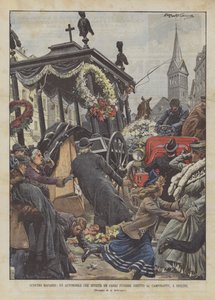 Macabre Clash, en bil som invaderer en likbil på vei til kirkegården i Berlin av Achille Beltrame