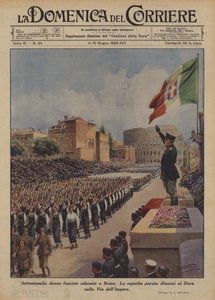 Sytti tusen fascistiske kvinner samlet seg i Roma