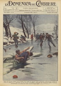 Var en mengde barn glade på skøyter over en frossen bekk nær Biella?