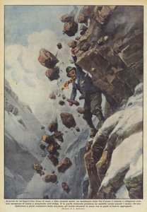 Overrasket over et plutselig skred av steiner på over to tusen meter, en fjellklatrer fra Val dAosta?