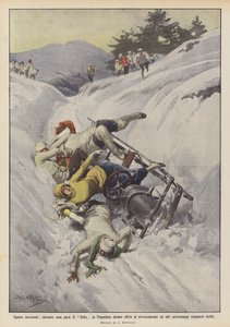 Vintersport, under en bobskonkurranse i Engadine veltet noen sleder og høye? av Achille Beltrame