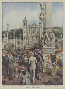 Hvem ble besøkt på den monumentale broen sist søndag ettermiddag på Torino-utstillingen?