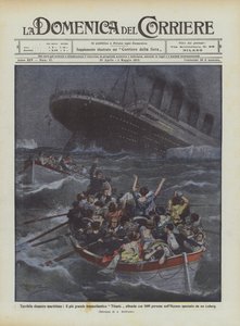 Forferdelig maritim katastrofe, det største havskipet Titanic synker med 1600 mennesker? av Achille Beltrame