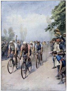 Den italienske sykkelturen med Guerra og Binda - tegning av A. Beltrame, i "La Domenica del Corriere"" 1. februar av Achille Beltrame