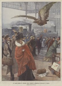 En ørn under baldakinen til den sørlige stasjonen (Sudbahn) i Wien av Achille Beltrame