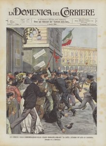 En episode fra markeringen av de fem dagene i Milano Kampen rundt en flaggstang