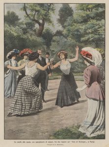 En sverdkamp, ​​med blodsutgytelse, mellom to damer i Bois de Boulogne i Paris