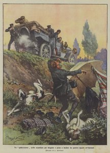 En serbisk globe-trotter som forveksles med en brigand og skutt av fire fulle herrer av Achille Beltrame