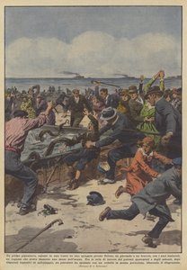 Har en gigantisk blekksprut, vist i et badekar på en strand i nærheten av Toulon, tatt tak?