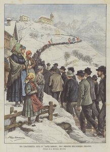 En karakteristisk fest for Santa Barbara blant gruvearbeidere i Agordino (Belluno)