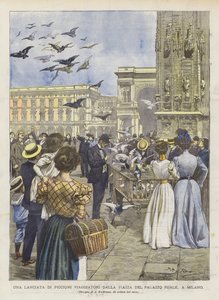 En utskyting av passasjerduer fra Royal Palace Square i Milano