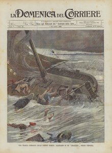 En tragisk storm i de venetianske lagunene, forlis av en Bragozzo nær Chioggia