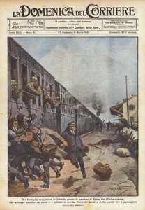 En blodig kamp i Irland, på Upton stasjon, mellom synd-feinerne de hadde? av Achille Beltrame