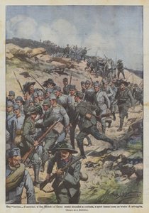 En spøk av østerrikere, ved San Michele sul Carso, fiender omringet av hundrevis? av Achille Beltrame