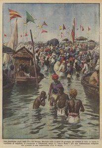 En pittoresk fest på bredden av Ganges
