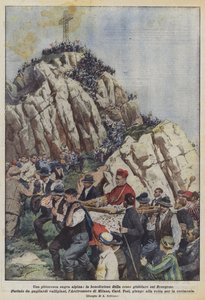 En pittoresk alpin festival, velsignelsen til jubileumskorset på Resegone